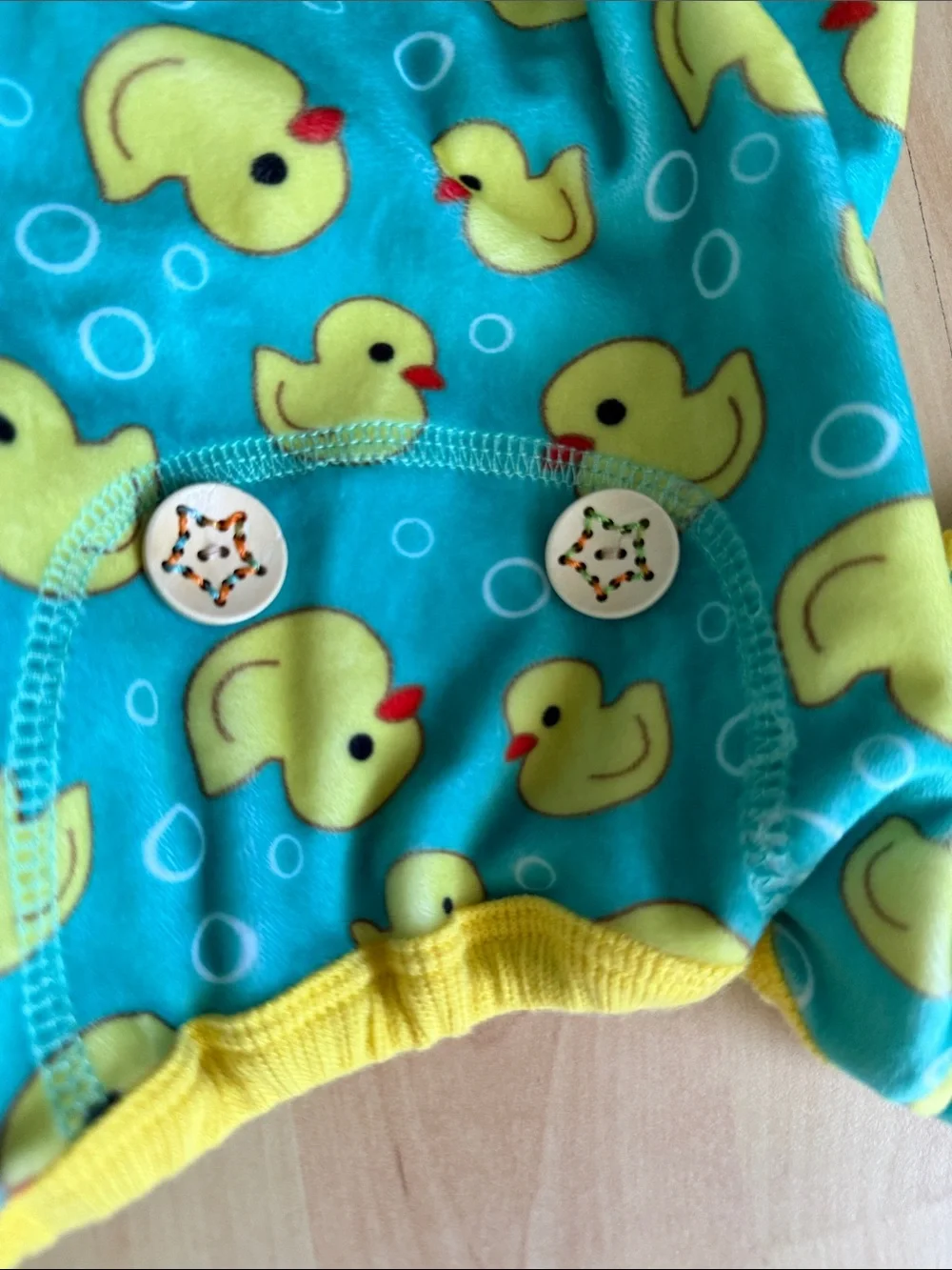 Rubber Duck Yellow & Teal Velvet Dog Onesie